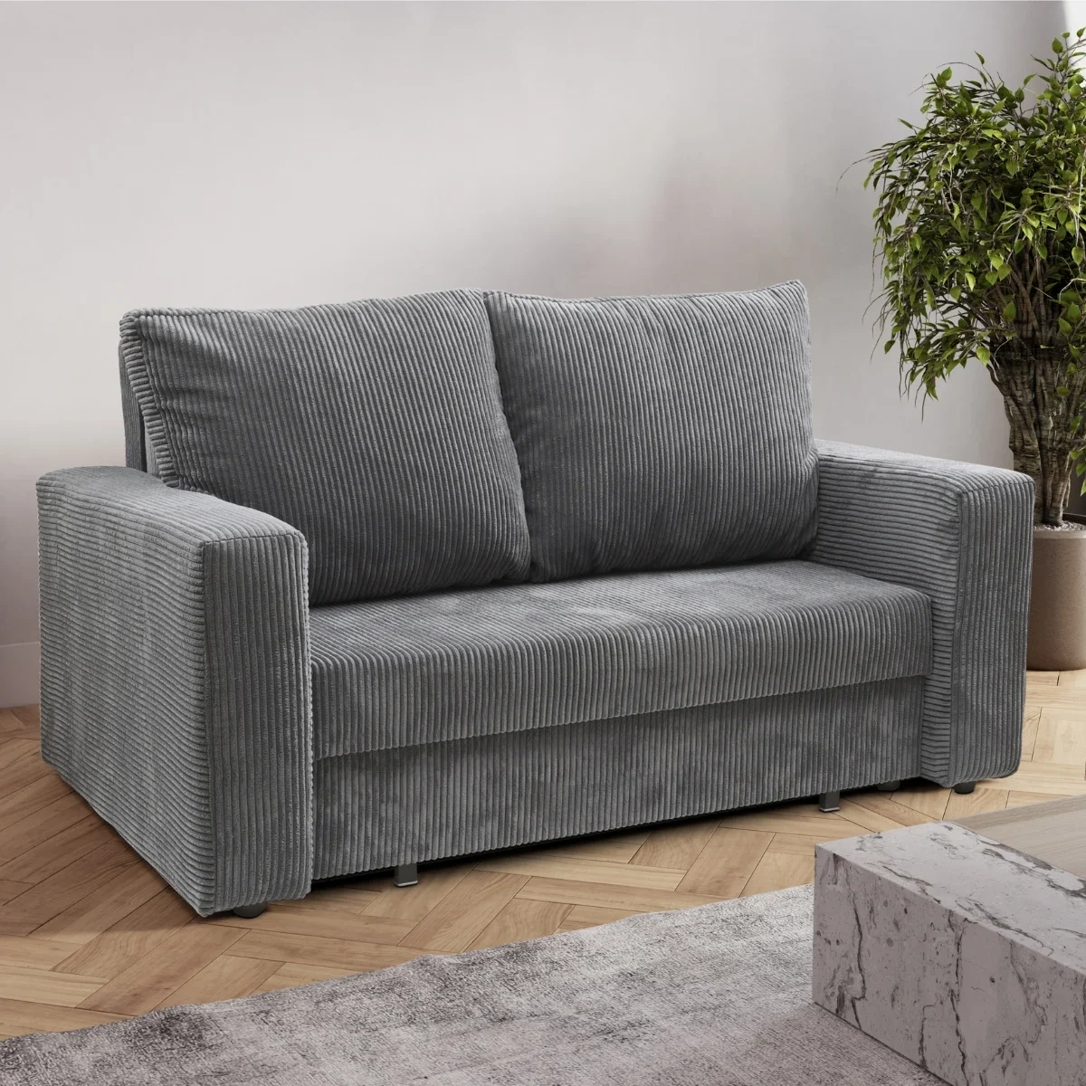Szara sofa dwuosobowa rozkładana Moravia Szara sofa dwuosobowa rozkładana Moravia