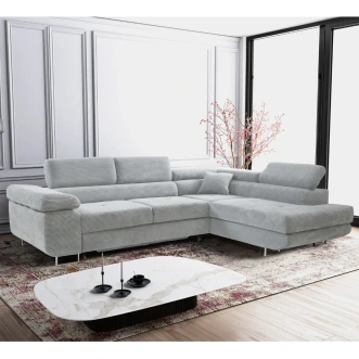 Biały narożnik do salonu w kształcie litery L