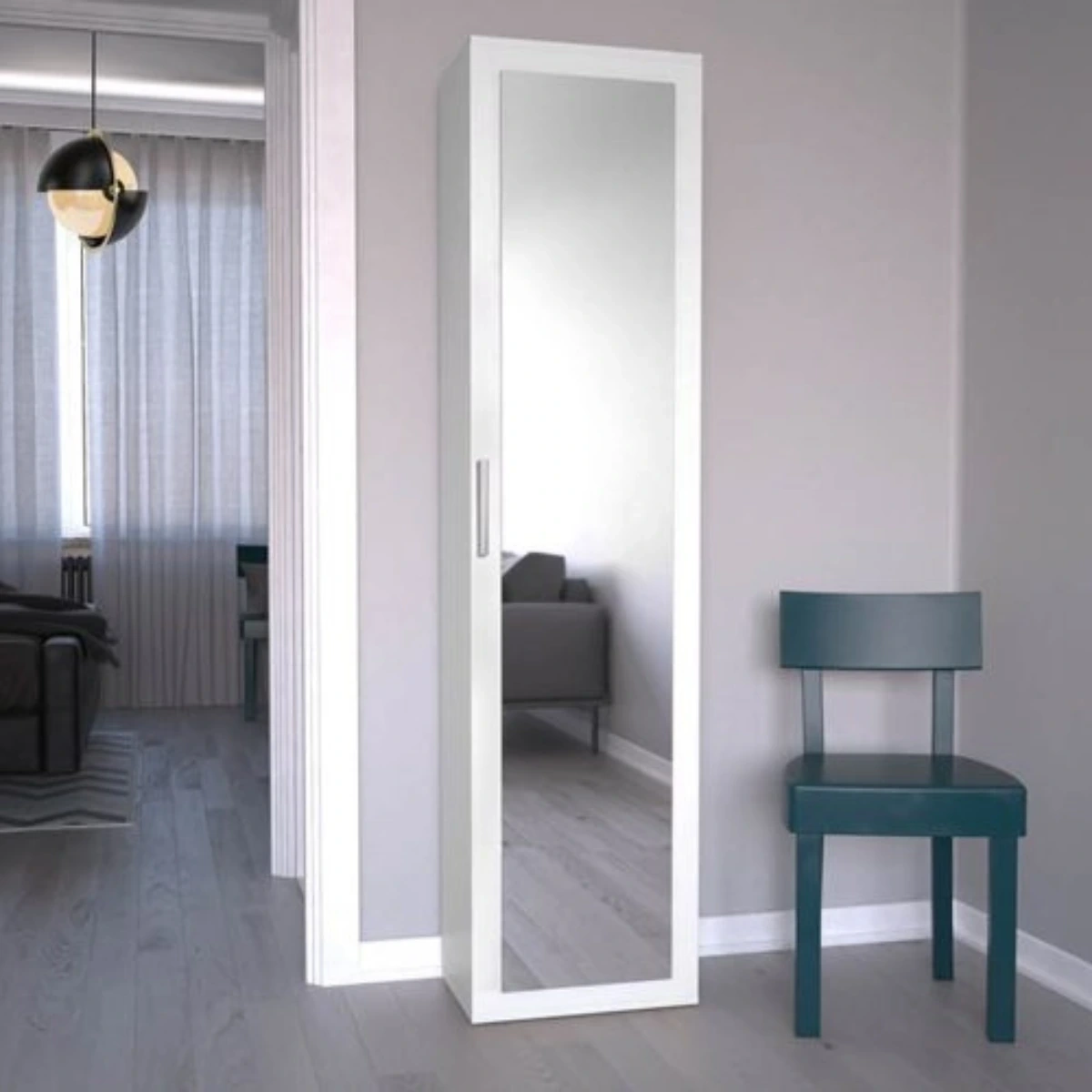 Biała szafa z lustrem Zamari 50cm -1