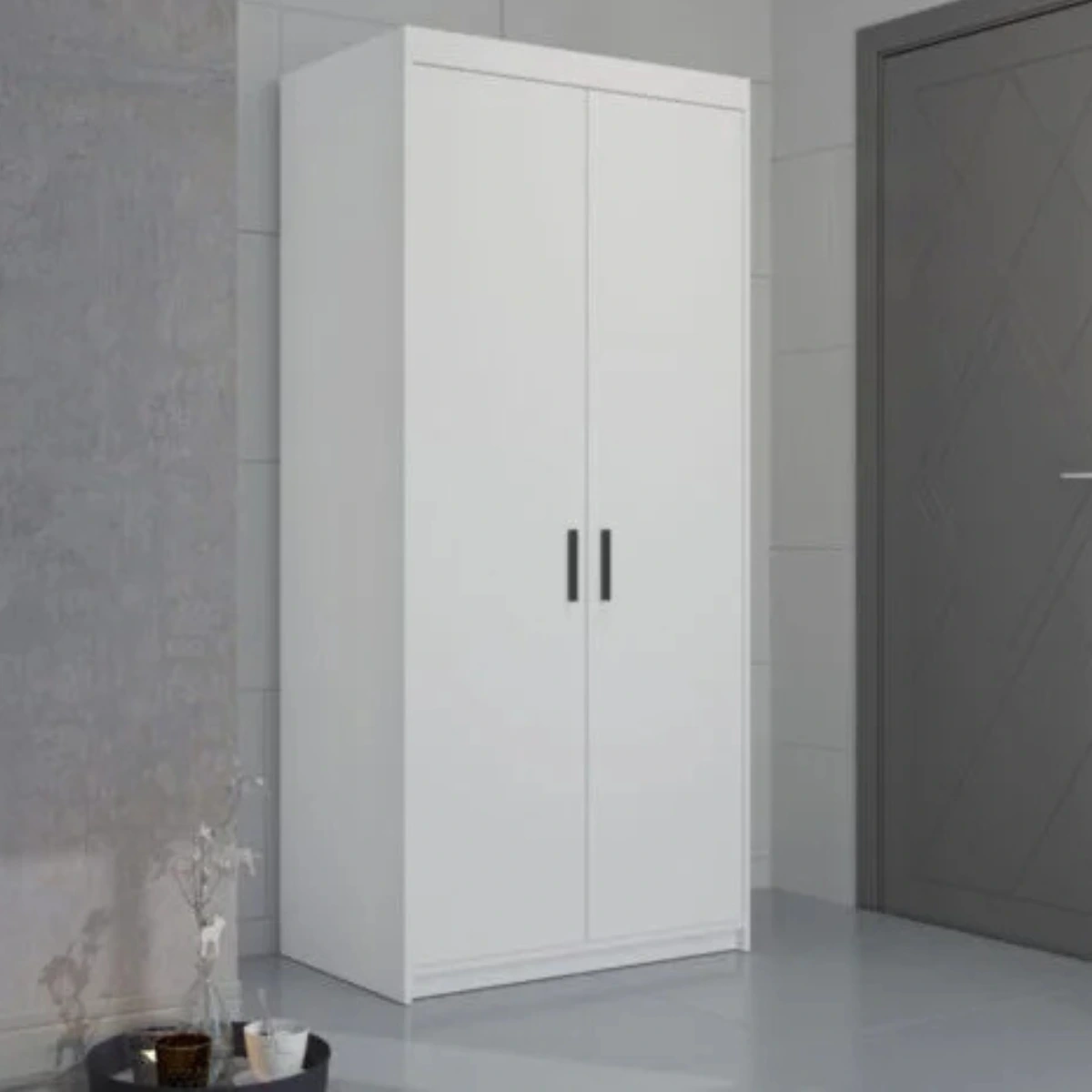 Nowoczesna szafa na ubrania TREVANO 2D Biała -1