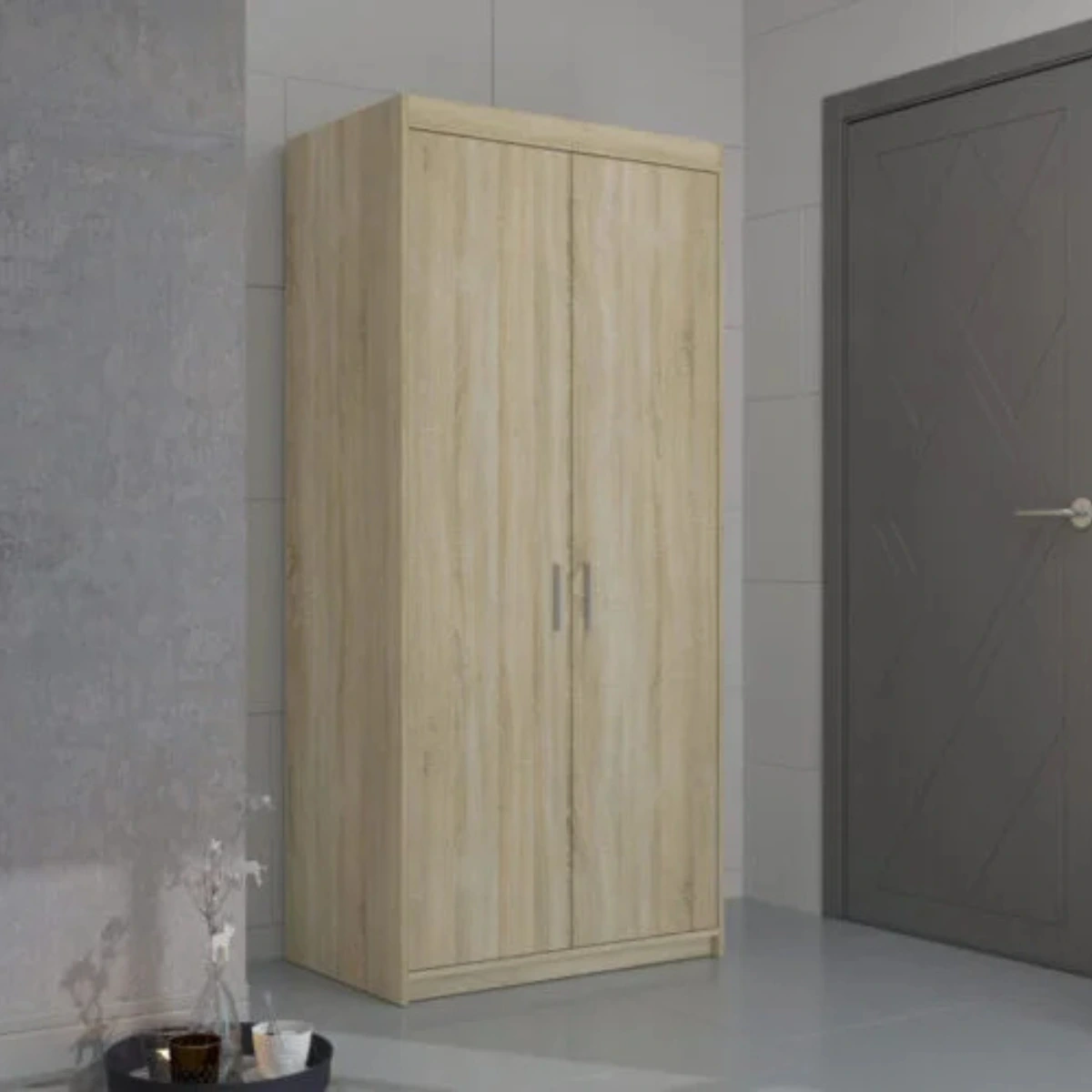 Drewniana szafa dwudrzwiowa TREVANO 2D Sonoma -3