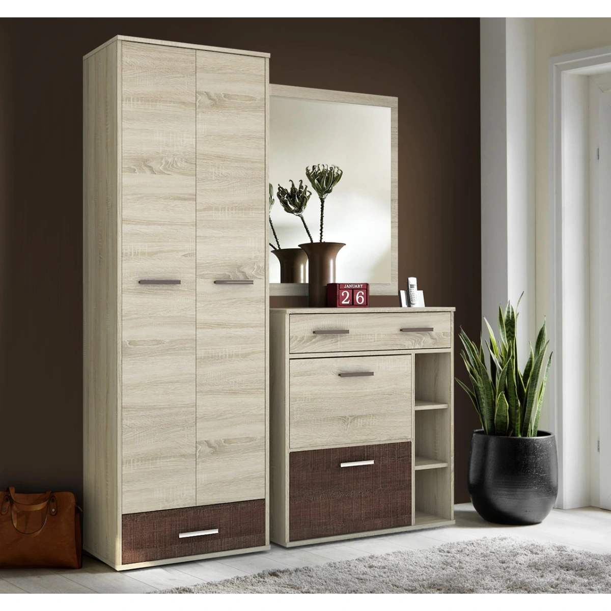 Nowoczesny zestaw mebli do przedpokoju z lustrem SYKES