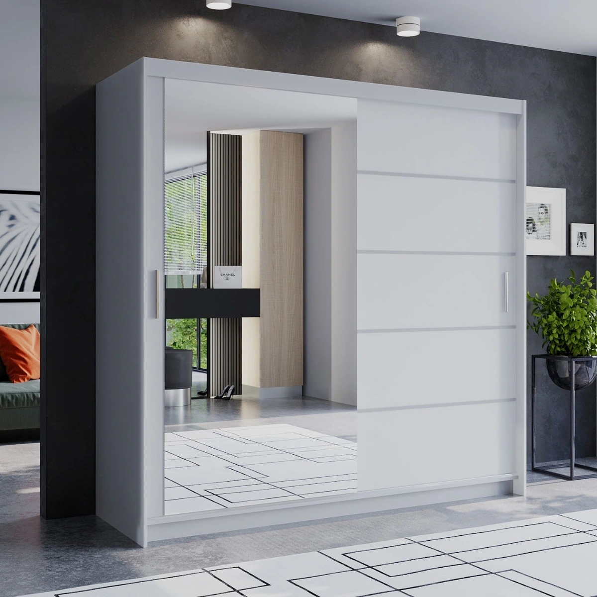 Nowoczesna szafa przesuwna z lustrem PORTO 150cm