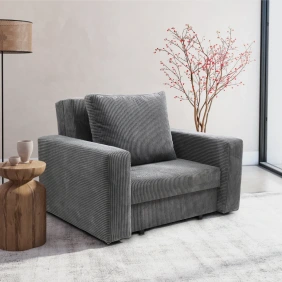Szara sofa jednoosobowa do salonu
