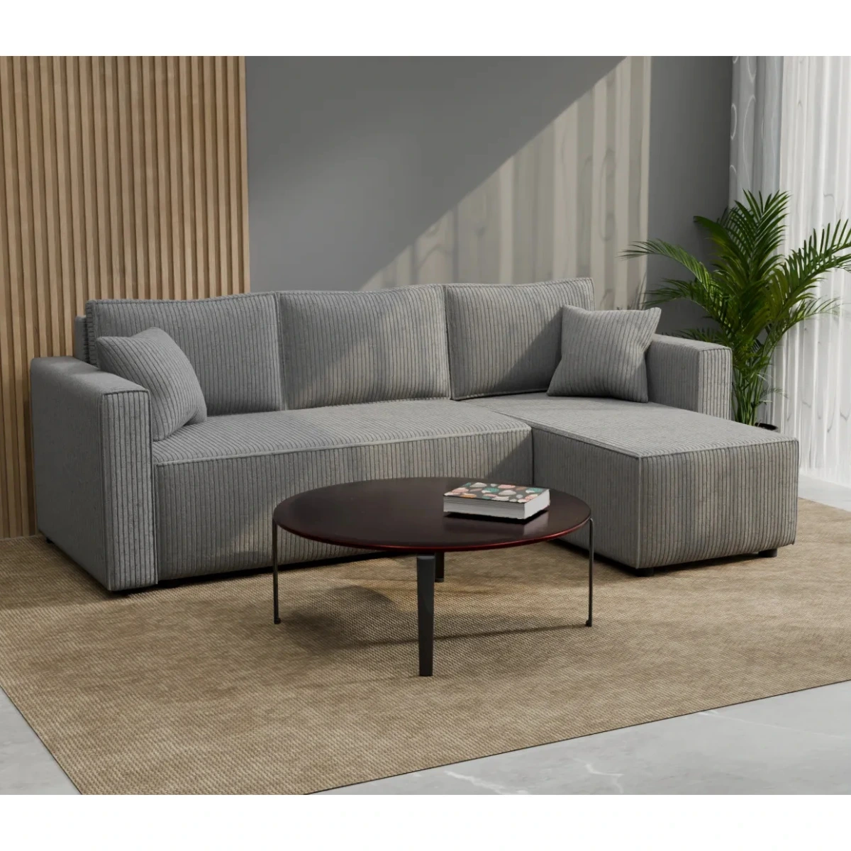 Wygodny narożnik DANTE w salonie w kolorze POSO 55